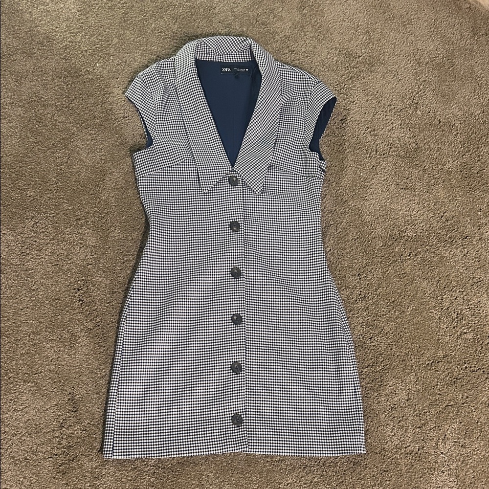 Zara Black and White Checkered Mini Dress